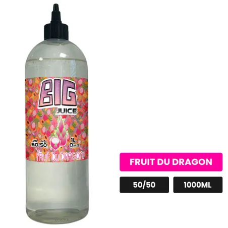 E-liquide Fruit du Dragon de Big Juice, 1000 ml, saveur fruit du dragon, sans nicotine de nicotine.