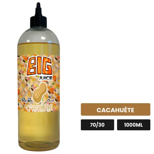E-liquide Cacahuète de Big Juice, 1000 ml, saveur cacahuète, sans nicotine de nicotine.