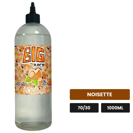 E-liquide Noisette de Big Juice, 1000 ml, saveur noisette, sans nicotine de nicotine.