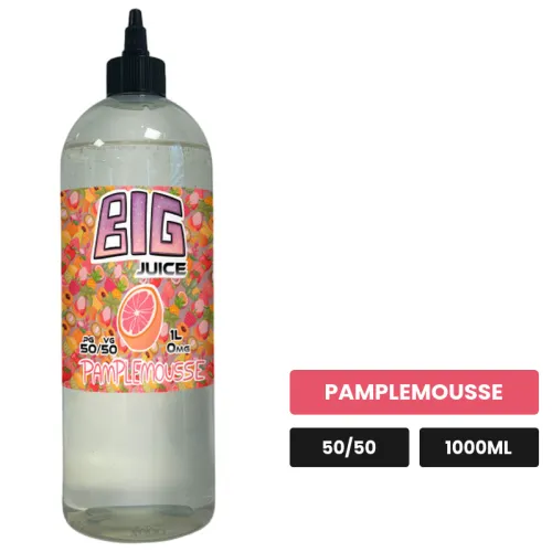 E-liquide Pamplemousse de Big Juice, 1000 ml, saveur pamplemousse, sans nicotine de nicotine.
