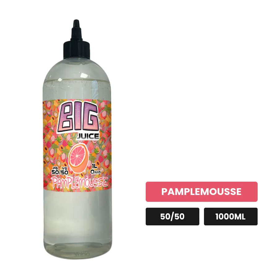 E-liquide Pamplemousse de Big Juice, 1000 ml, saveur pamplemousse, sans nicotine de nicotine.