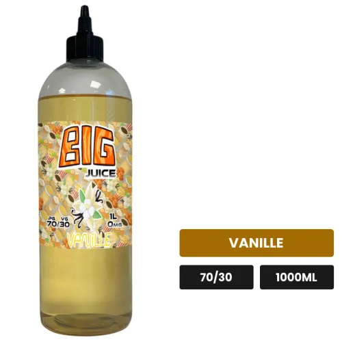 E-liquide Vanille de Big Juice, 1000 ml, saveur vanille, sans nicotine de nicotine.