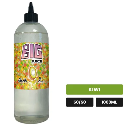 E-liquide Kiwi de Big Juice, 1000 ml, saveur kiwi, sans nicotine de nicotine.