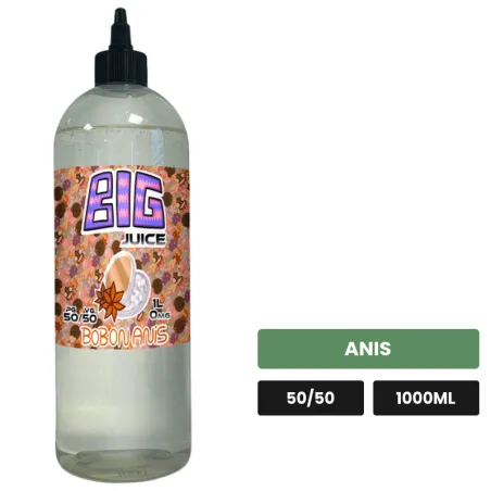 E-liquide Bonbon Anis de Big Juice, 1000 ml, saveur anis, sans nicotine de nicotine.