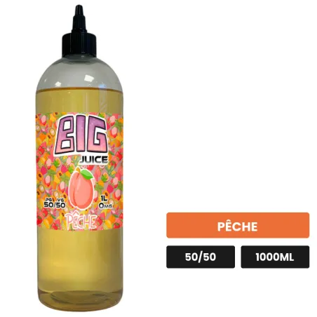 E-liquide Pêche de Big Juice, 1000 ml, saveur pêche, sans nicotine de nicotine.