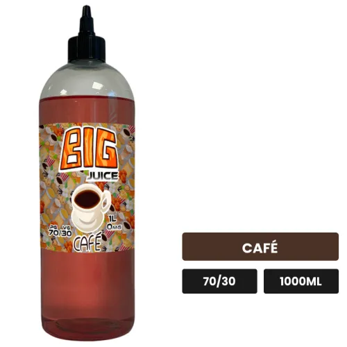E-liquide Café de Big Juice, 1000 ml, saveur café, sans nicotine de nicotine.