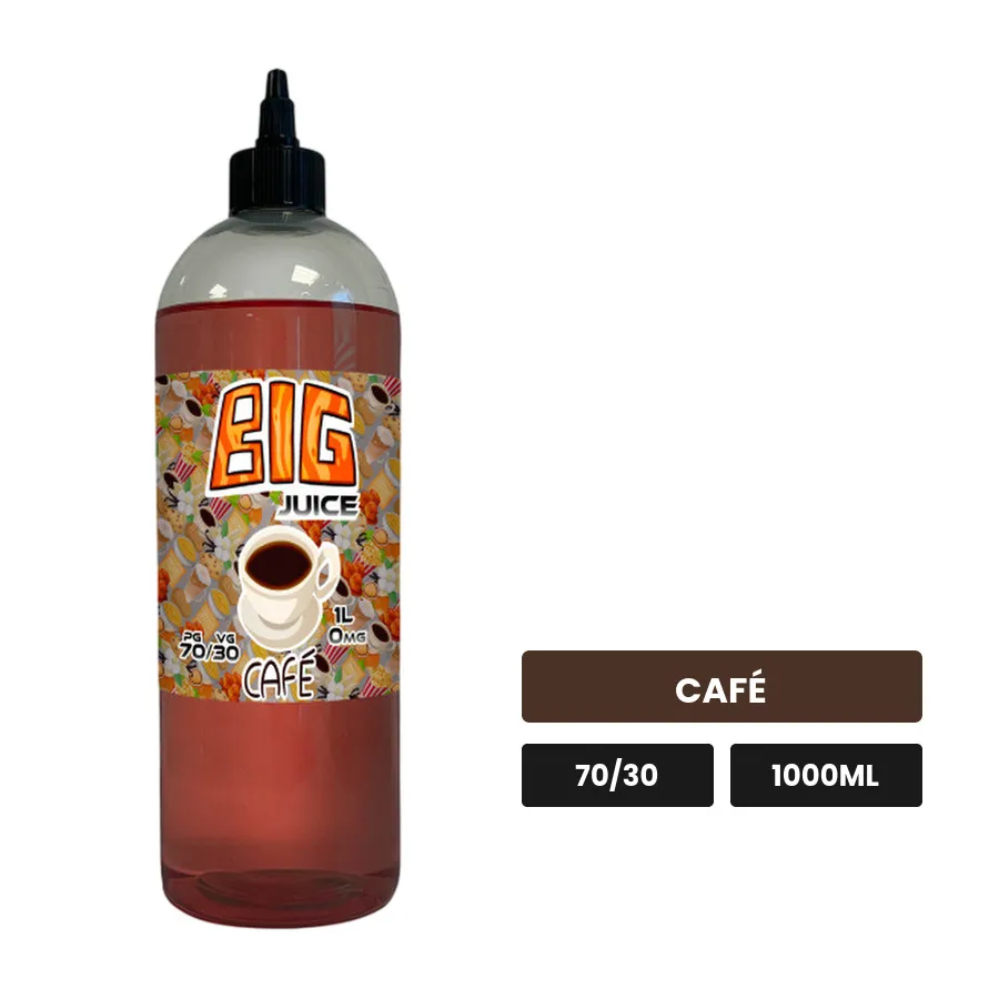 E-liquide Café de Big Juice, 1000 ml, saveur café, sans nicotine de nicotine.