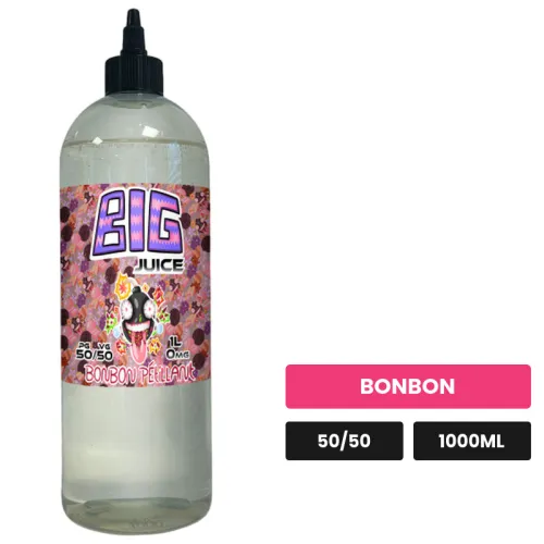 E-liquide Bonbon Pétillant de Big Juice, 1000 ml, saveur bonbon, sans nicotine de nicotine.