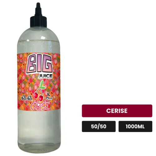 E-liquide Cerise de Big Juice, 1000 ml, saveur cerise, sans nicotine de nicotine.
