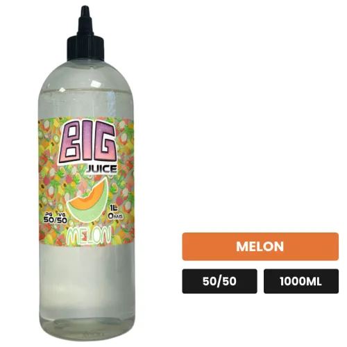 E-liquide Melon de Big Juice, 1000 ml, saveur melon, sans nicotine de nicotine.