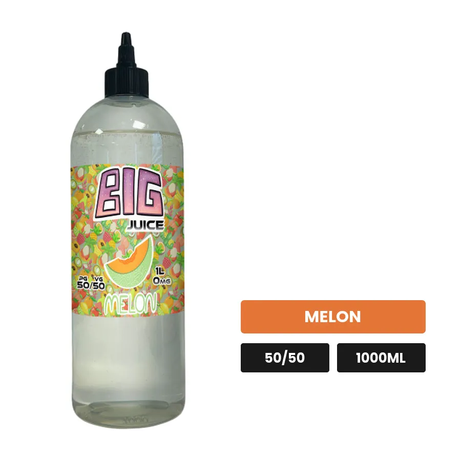E-liquide Melon de Big Juice, 1000 ml, saveur melon, sans nicotine de nicotine.