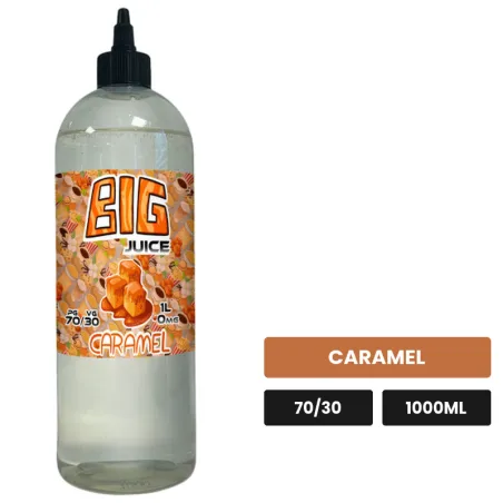 E-liquide Caramel de Big Juice, 1000 ml, saveur caramel, sans nicotine de nicotine.