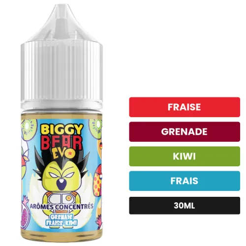 Arome concentre Grenade Fraise Kiwi de Biggy Bear, 30 ml, saveurs fraise, grenade, kiwi et 1 autre, sans nicotine — arôme à.