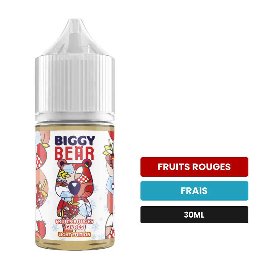 Arome concentre Fruits Rouges Givrés Light Edition de Biggy Bear, 30 ml, saveurs fruits rouges et frais, sans nicotine —.