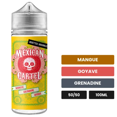 E-liquide Mangue Grenadine Goyave de Mexican Cartel, 100 ml, saveurs mangue, goyave et grenadine, sans nicotine — prêt à.
