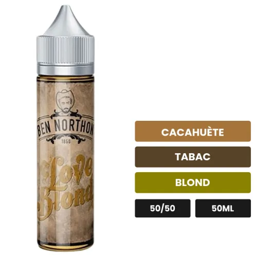 E-liquide Love Blond de Ben Northon, 50 ml, saveurs cacahuète, tabac et blond.