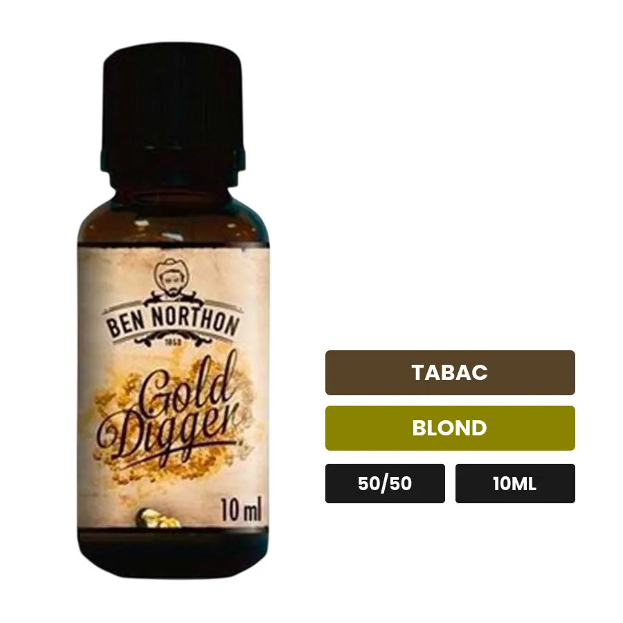 E-liquide Gold Digger de Ben Northon, 10 ml, saveurs tabac et blond.