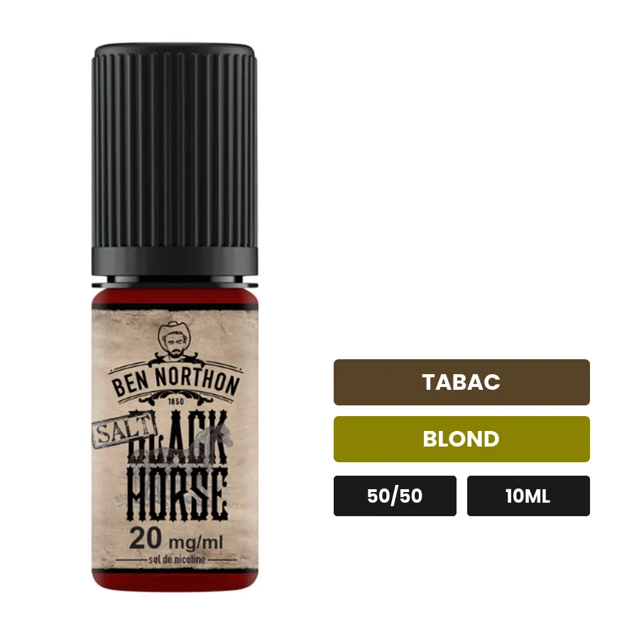 E-liquide Black Horse de Ben Northon, 10 ml, saveurs tabac et blond.