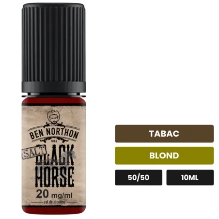 E-liquide Black Horse de Ben Northon, 10 ml, saveurs tabac et blond.