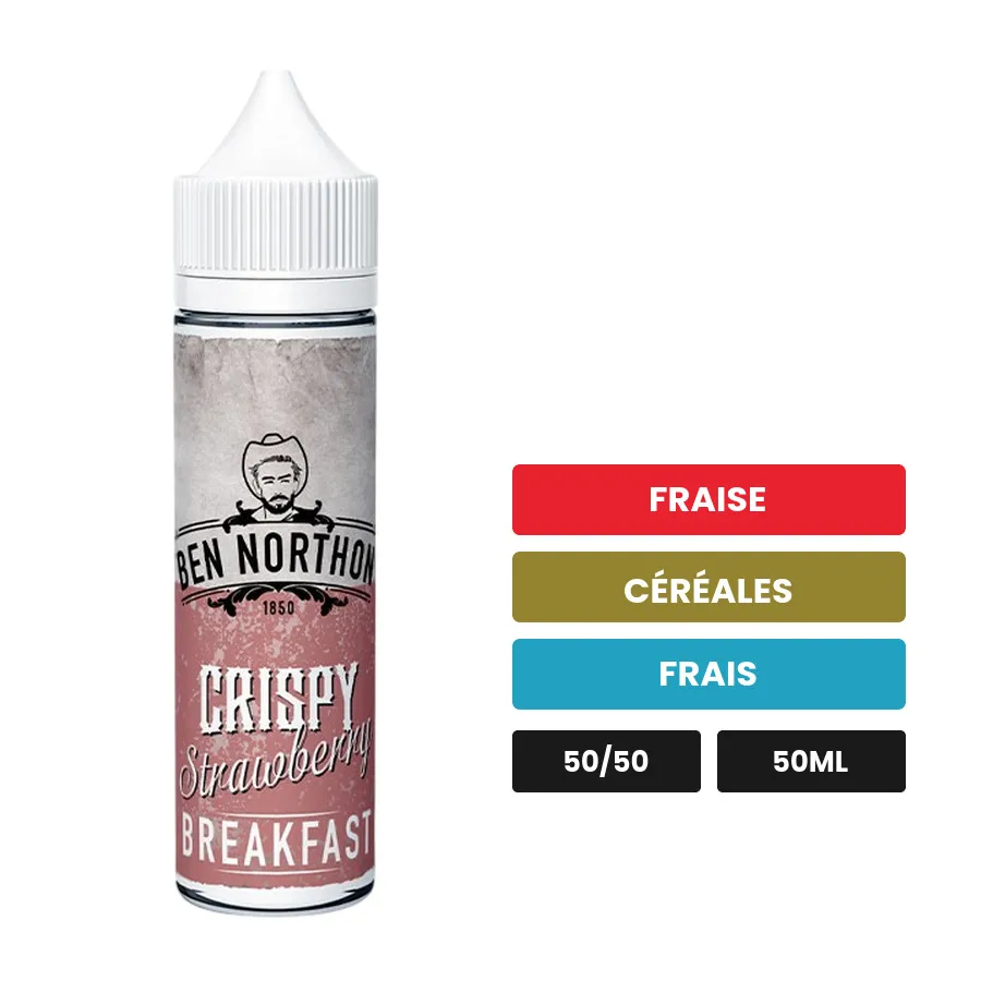 E-liquide Crispy Strawberry de Ben Northon, 50 ml, saveurs fraise, céréales et frais.