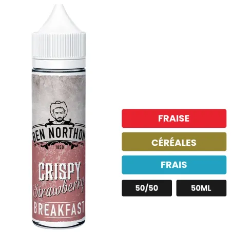 E-liquide Crispy Strawberry de Ben Northon, 50 ml, saveurs fraise, céréales et frais.