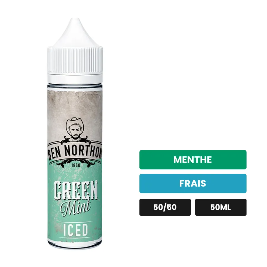 E-liquide Green Mint de Ben Northon, 50 ml, saveurs menthe et frais.
