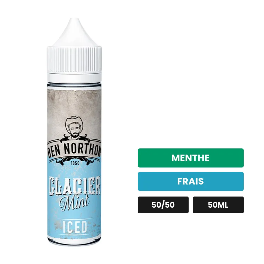 E-liquide Glacier Mint de Ben Northon, 50 ml, saveurs menthe et frais.