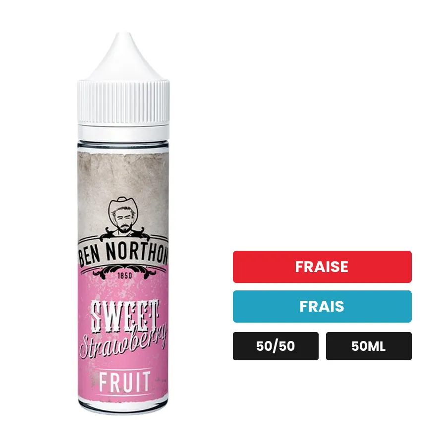 E-liquide Sweet Strawberry de Ben Northon, 50 ml, saveurs fraise et frais.