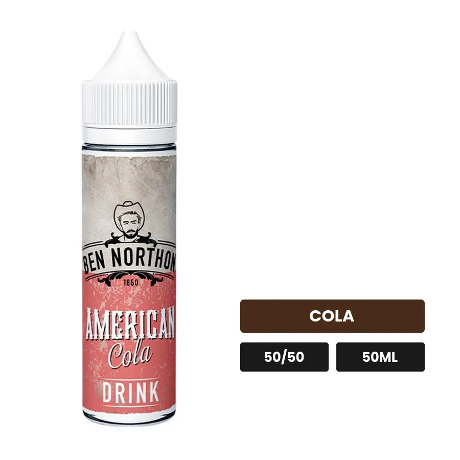 E-liquide American Cola de Ben Northon, 50 ml, saveur cola.