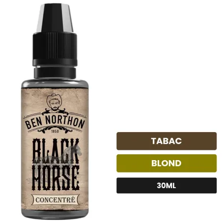 Arome concentre Black Horse de Ben Northon, 30 ml, saveurs tabac et blond.
