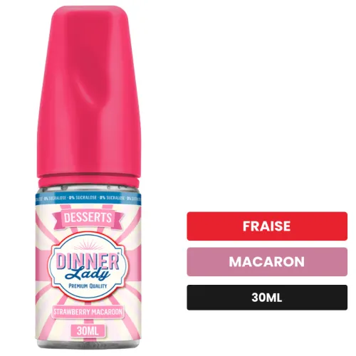 Arome concentre Strawberry Macaroon de Dinner Lady, 30 ml, saveurs fraise et macaron, sans nicotine — arôme à diluer de.