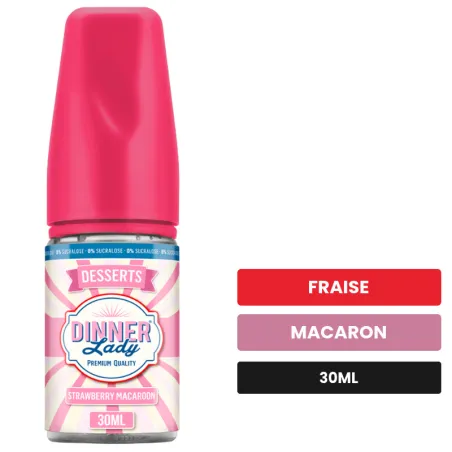 Arome concentre Strawberry Macaroon de Dinner Lady, 30 ml, saveurs fraise et macaron, sans nicotine — arôme à diluer de.