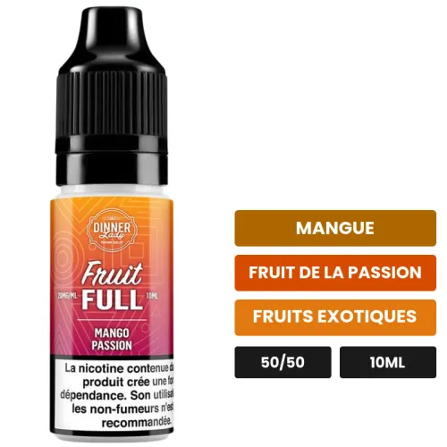 E-liquide Mango Passion de Dinner Lady, 10 ml, saveurs mangue, fruit de la passion et fruits exotiques, contient de la.