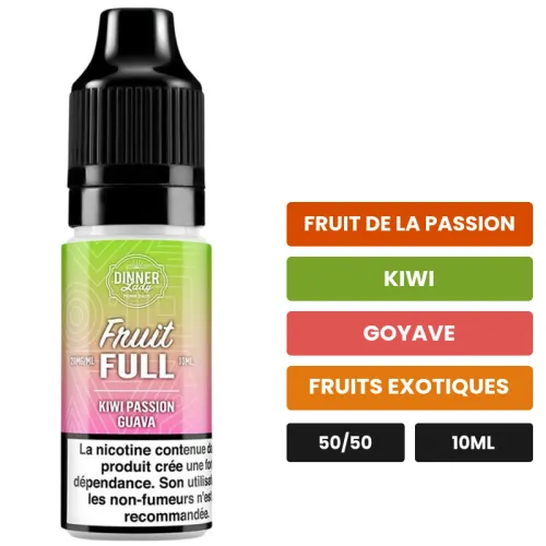 E-liquide Kiwi Passion Guava de Dinner Lady, 10 ml, saveurs fruit de la passion, kiwi, goyave et 1 autre, contient de la.