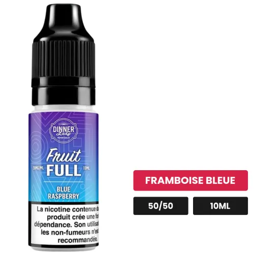 E-liquide Blue Raspberry de Dinner Lady, 10 ml, saveur framboise bleue, contient de la nicotine — taux indiqué sur le.