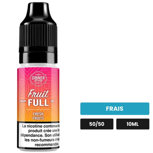 E-liquide Fresh Fruit de Dinner Lady, 10 ml, saveur frais, contient de la nicotine — taux indiqué sur le produit de nicotine.