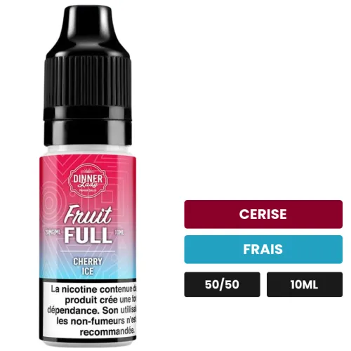 E-liquide Cherry Ice de Dinner Lady, 10 ml, saveurs cerise et frais, 10 mg de nicotine.