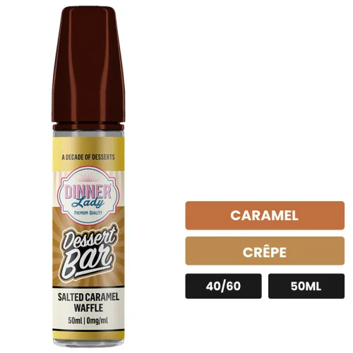 E-liquide Salted Caramel Waffle de Dinner Lady, 50 ml, saveurs caramel et crêpe.