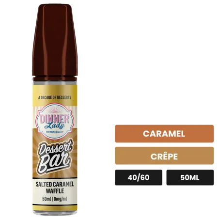 E-liquide Salted Caramel Waffle de Dinner Lady, 50 ml, saveurs caramel et crêpe.
