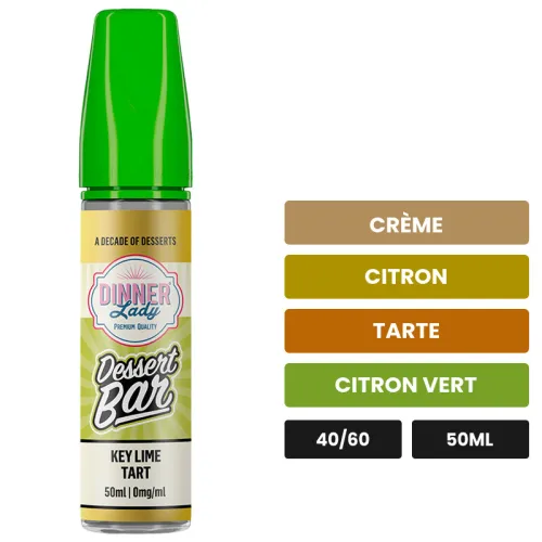 E-liquide Key Lime Tart de Dinner Lady, 50 ml, saveurs crème, citron, tarte et 2 autres.