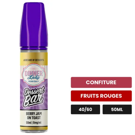 E-liquide Berry Jam On Toast de Dinner Lady, 50 ml, saveurs confiture et fruits rouges.