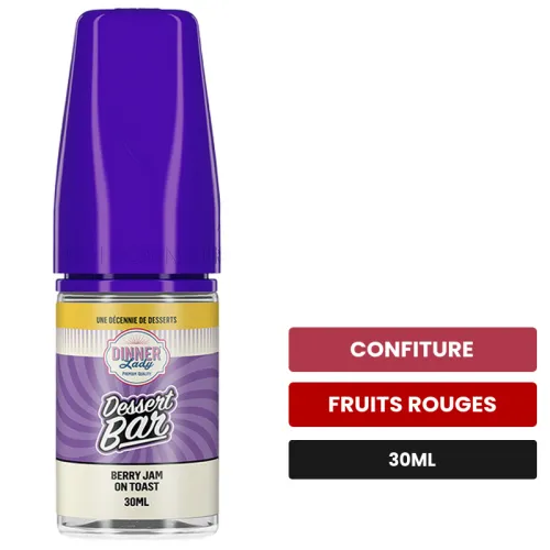 Arome concentre Berry Jam On Toast de Dinner Lady, 30 ml, saveurs confiture et fruits rouges.