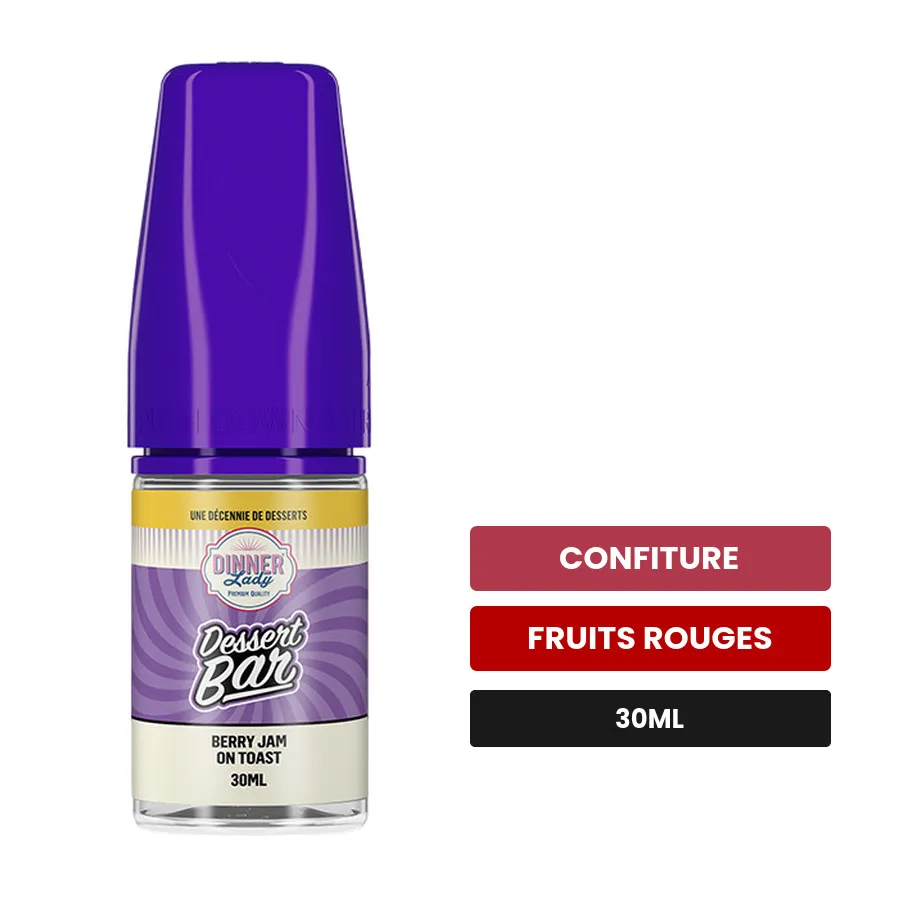 Arome concentre Berry Jam On Toast de Dinner Lady, 30 ml, saveurs confiture et fruits rouges.