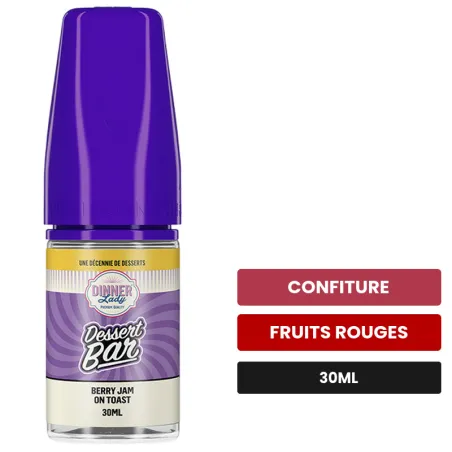 Arome concentre Berry Jam On Toast de Dinner Lady, 30 ml, saveurs confiture et fruits rouges.