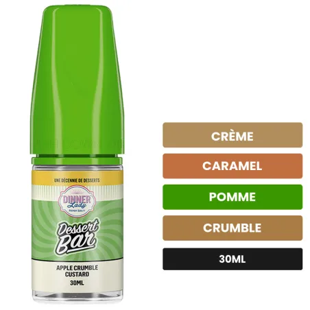 Arome concentre Apple Crumble Custard de Dinner Lady, 30 ml, saveurs crème, caramel, pomme et 2 autres.