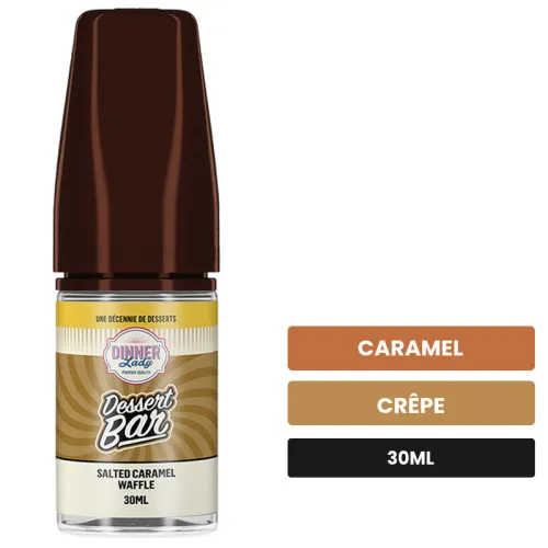 Arome concentre Salted Caramel Waffle de Dinner Lady, 30 ml, saveurs caramel et crêpe.