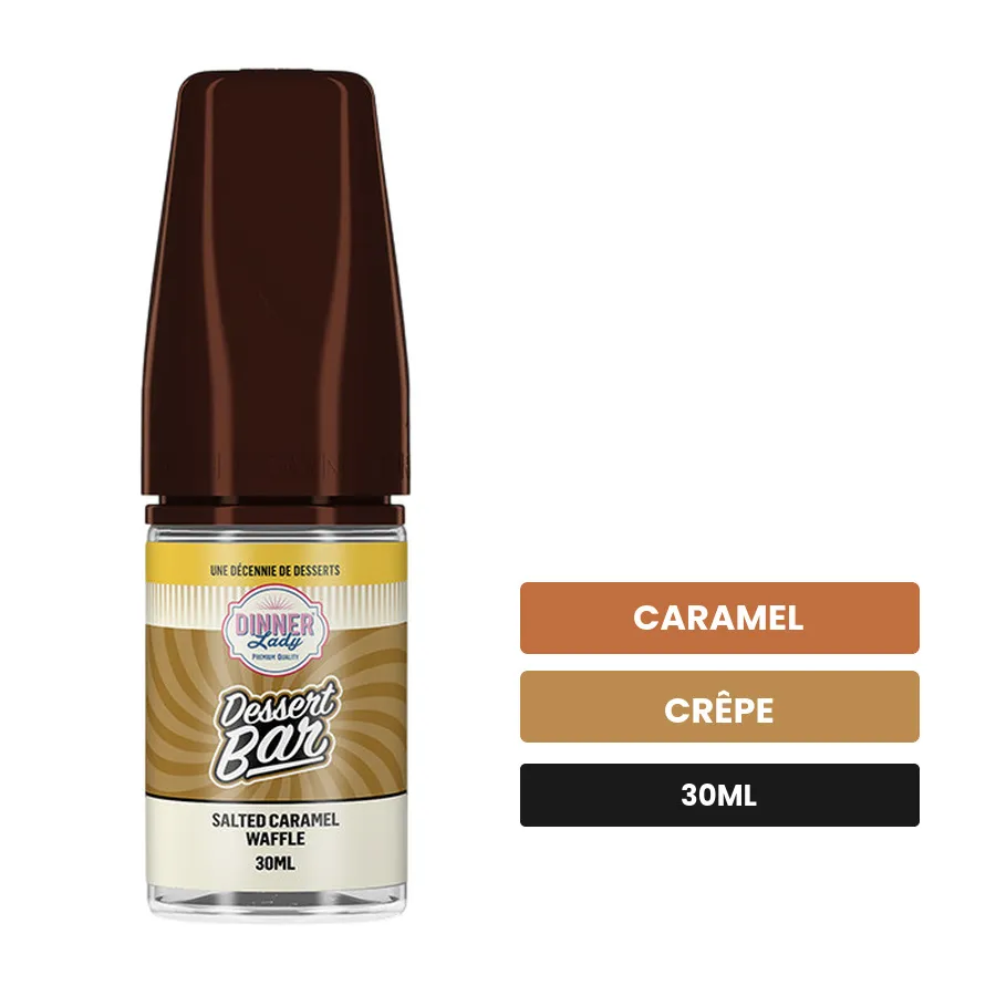 Arome concentre Salted Caramel Waffle de Dinner Lady, 30 ml, saveurs caramel et crêpe.