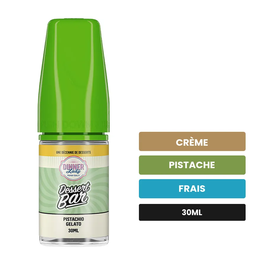 Arome concentre Pistachio Gelato de Dinner Lady, 30 ml, saveurs crème, pistache et frais.