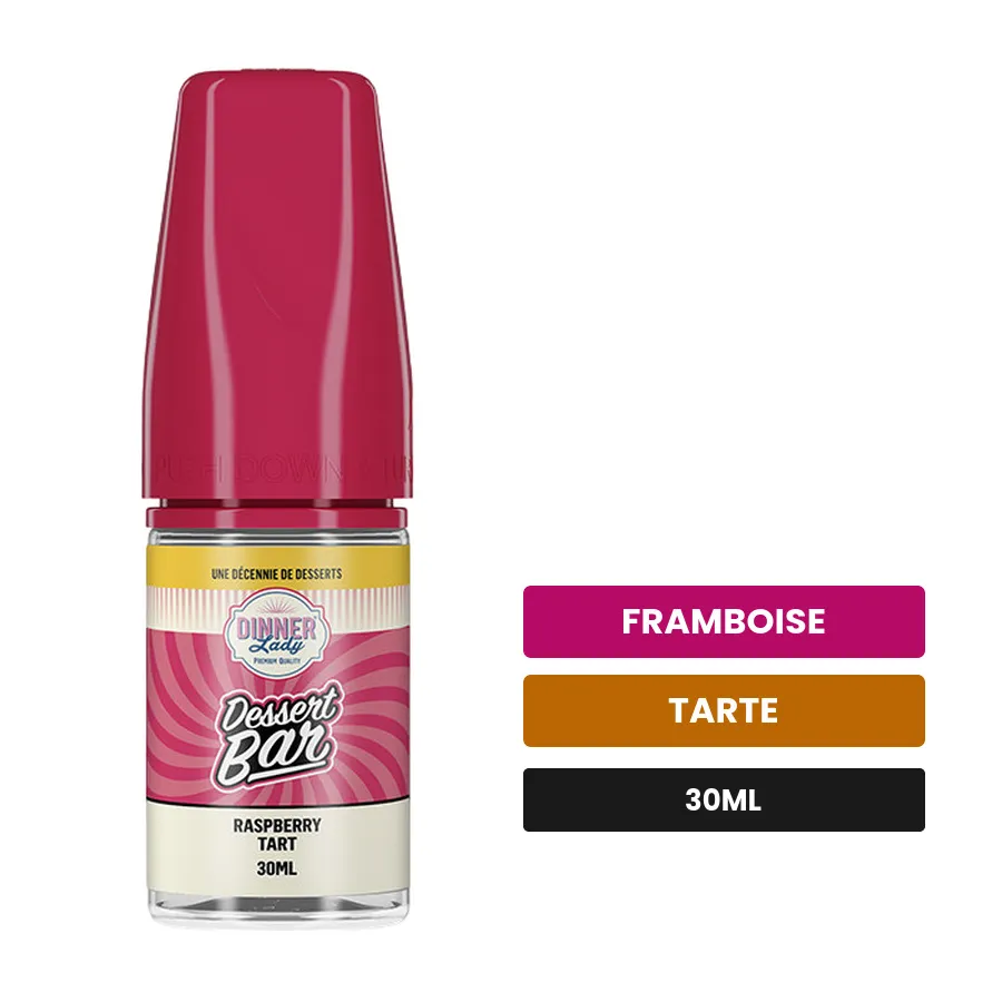 Arome concentre Raspberry Tart de Dinner Lady, 30 ml, saveurs framboise et tarte.