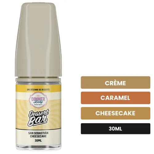 Arome concentre San Sebastian Cheesecake de Dinner Lady, 30 ml, saveurs crème, caramel et cheesecake.